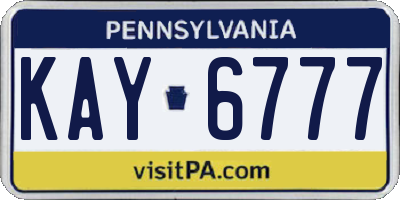 PA license plate KAY6777