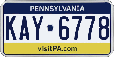 PA license plate KAY6778