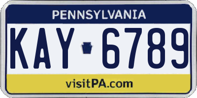 PA license plate KAY6789