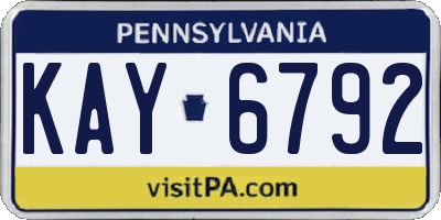 PA license plate KAY6792
