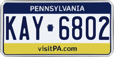 PA license plate KAY6802