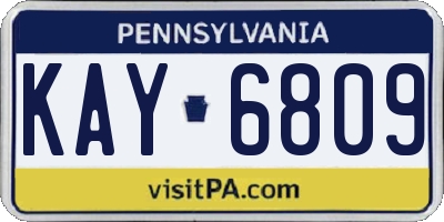 PA license plate KAY6809