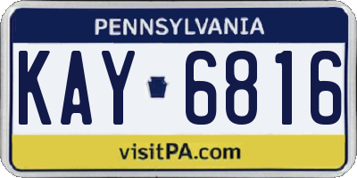 PA license plate KAY6816