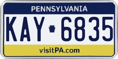 PA license plate KAY6835
