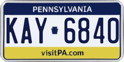 PA license plate KAY6840