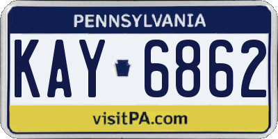 PA license plate KAY6862