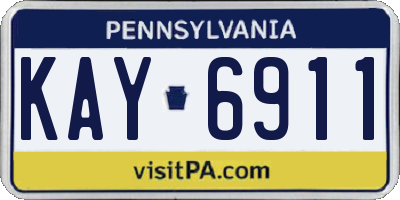 PA license plate KAY6911