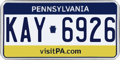 PA license plate KAY6926