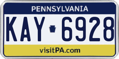 PA license plate KAY6928