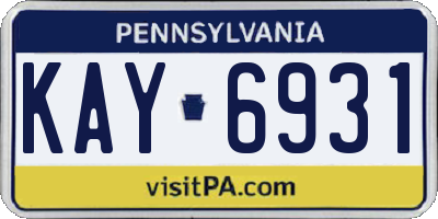 PA license plate KAY6931
