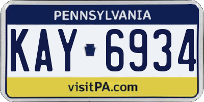 PA license plate KAY6934