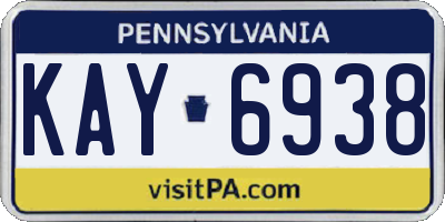 PA license plate KAY6938