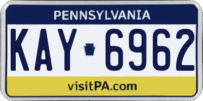 PA license plate KAY6962