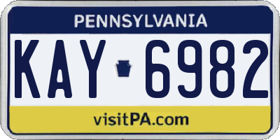 PA license plate KAY6982