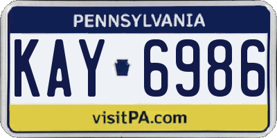 PA license plate KAY6986