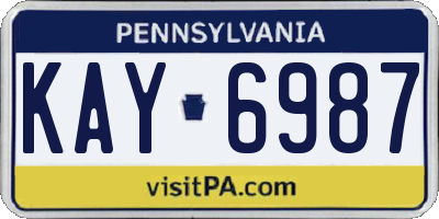 PA license plate KAY6987