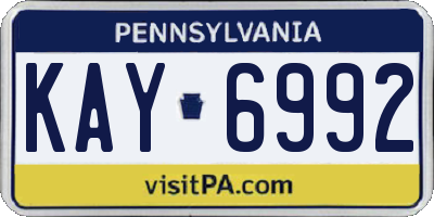 PA license plate KAY6992