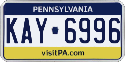 PA license plate KAY6996