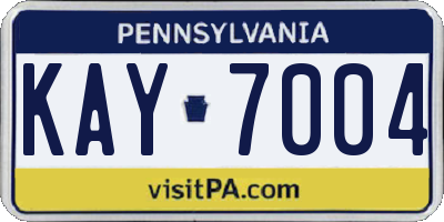 PA license plate KAY7004