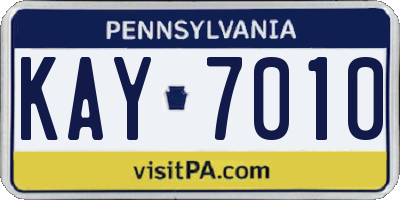 PA license plate KAY7010