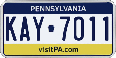 PA license plate KAY7011