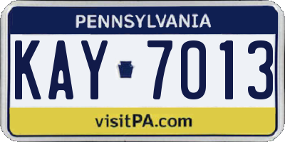 PA license plate KAY7013