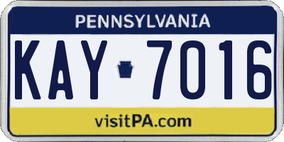 PA license plate KAY7016