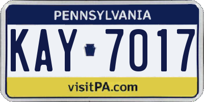 PA license plate KAY7017