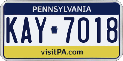PA license plate KAY7018