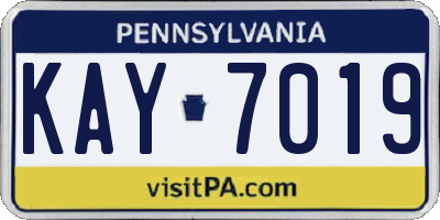 PA license plate KAY7019