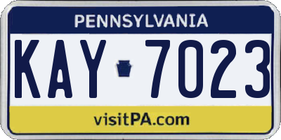 PA license plate KAY7023