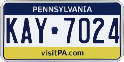 PA license plate KAY7024