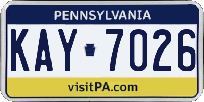 PA license plate KAY7026