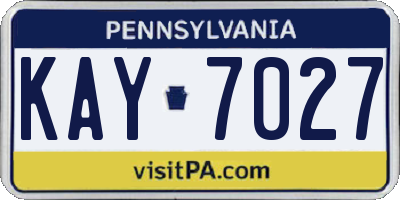 PA license plate KAY7027