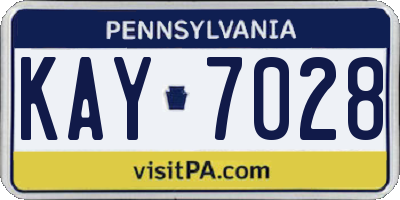 PA license plate KAY7028