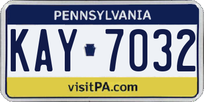 PA license plate KAY7032