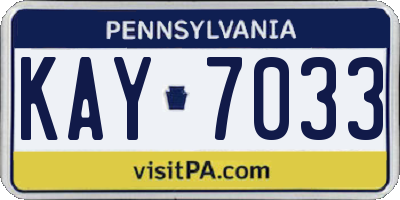 PA license plate KAY7033