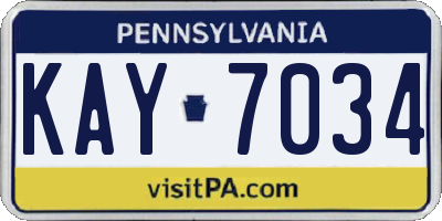 PA license plate KAY7034