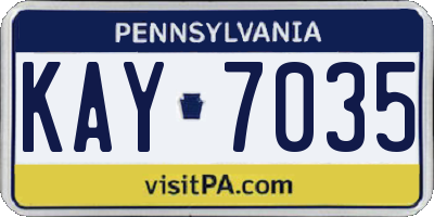 PA license plate KAY7035