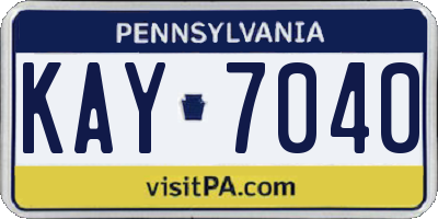 PA license plate KAY7040