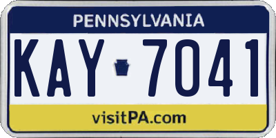 PA license plate KAY7041