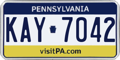 PA license plate KAY7042