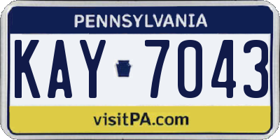 PA license plate KAY7043