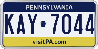 PA license plate KAY7044