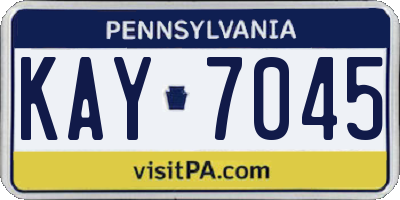 PA license plate KAY7045