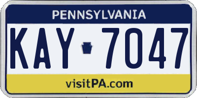 PA license plate KAY7047
