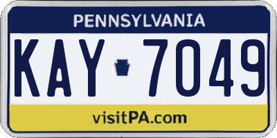 PA license plate KAY7049