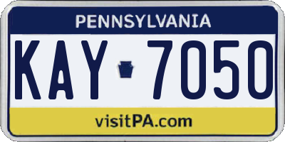 PA license plate KAY7050