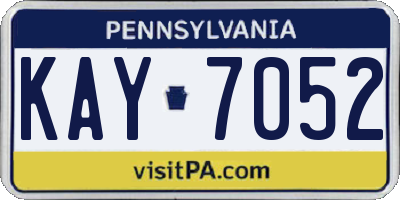 PA license plate KAY7052