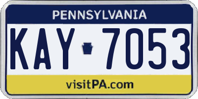 PA license plate KAY7053
